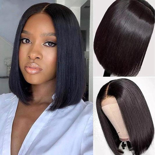 Front Lace Bob Short Straight Hair Chemical Fiber  Wigs