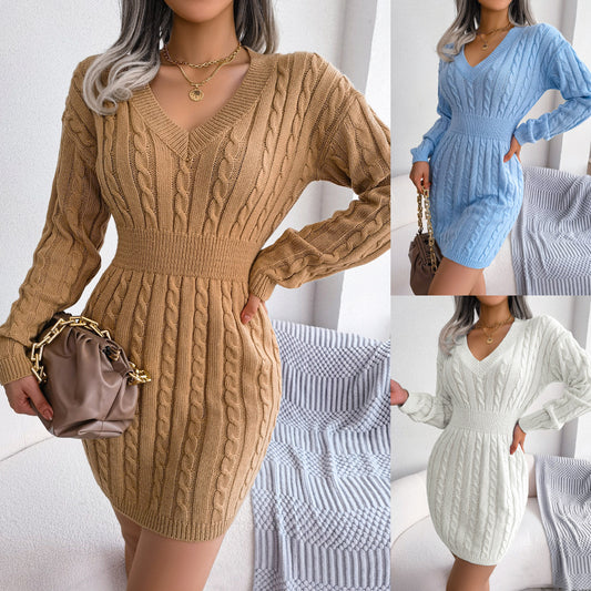 Waist Twist Hip Dress Sweater Dress Amazon Cross-border