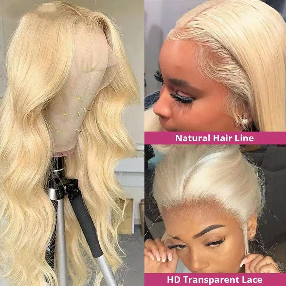 front lace human wig - 24" platinum blonde.