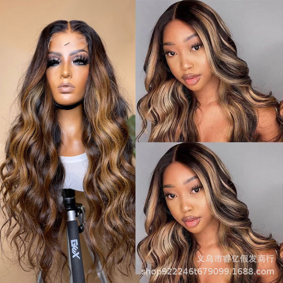 Body Wave Balayage Highlight Human Hair Glueless Wigs HD Lace Front Wigs