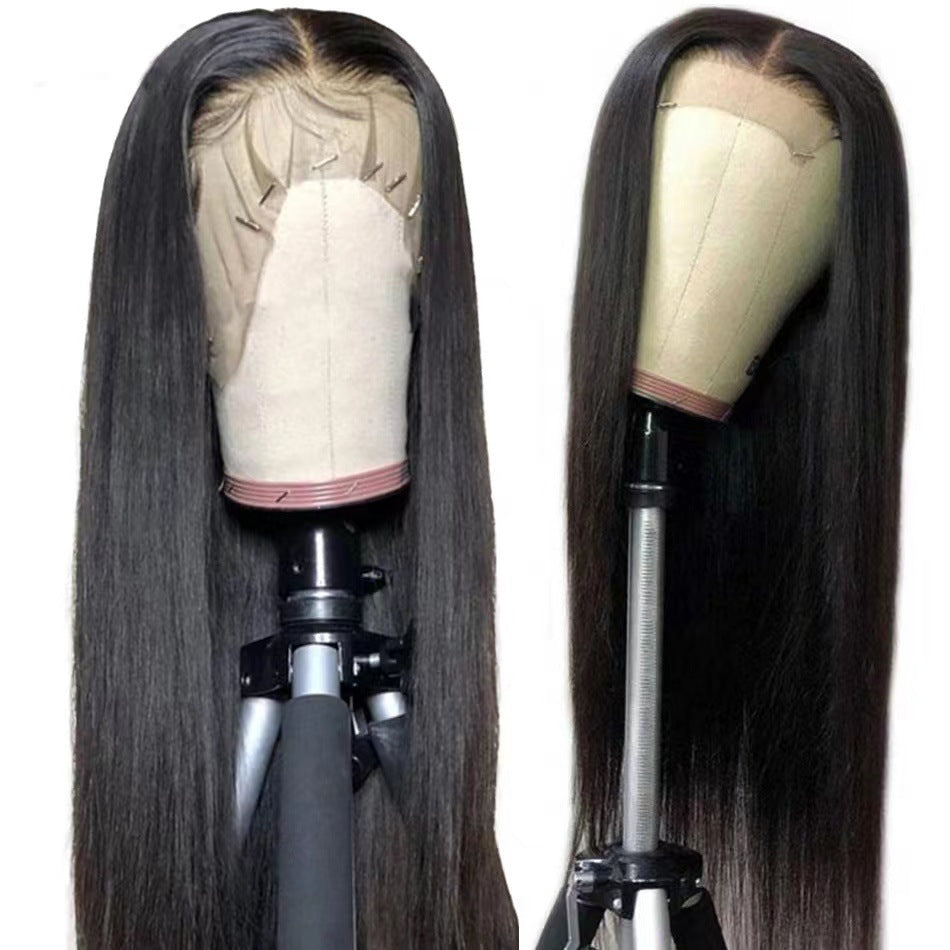 Lace Wig Hair Wigs 13*4 Ladies Long Straight Hair Light Golden High Temperature Silk Chemical Fiber Hair