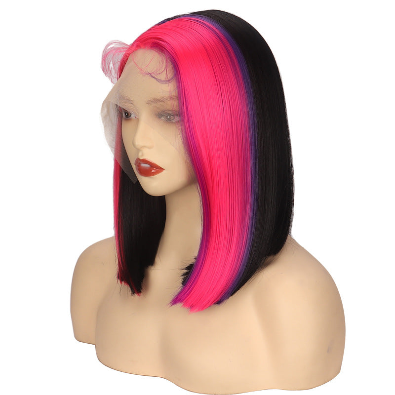 Wig Hand-woven Front Lace Color Chemical Fiber Wig Headgear High Temperature Silk Xuchang Factory One Drop