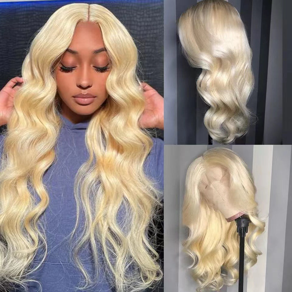 front lace human wig - 24" platinum blonde.