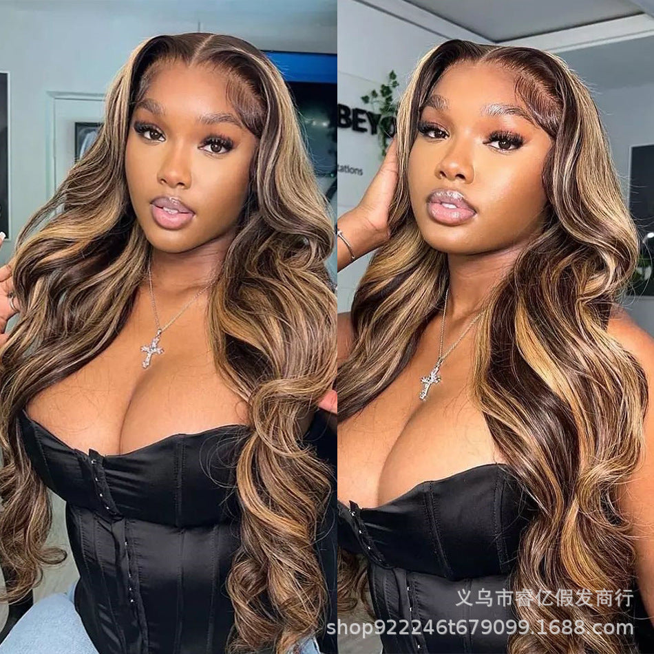 Body Wave Balayage Highlight Human Hair Glueless Wigs HD Lace Front Wigs